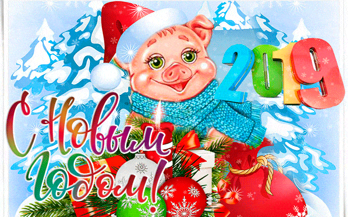 С новым годом свиньи 2019 - с Новым Годом, gif, открытки