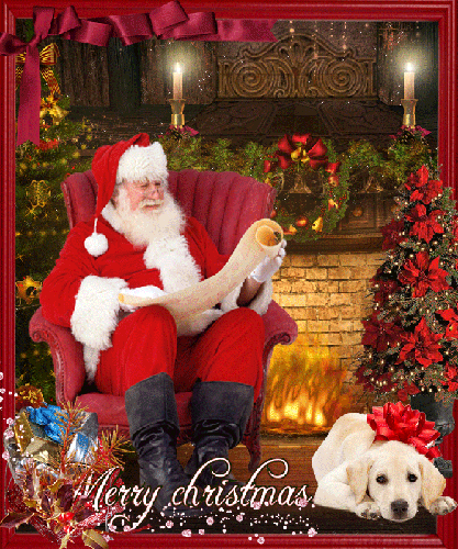 Санта Клаус - с Новым Годом 2024, gif, открытки