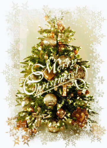 Рождественская ёлка - с Рождеством Христовым, gif, открытки