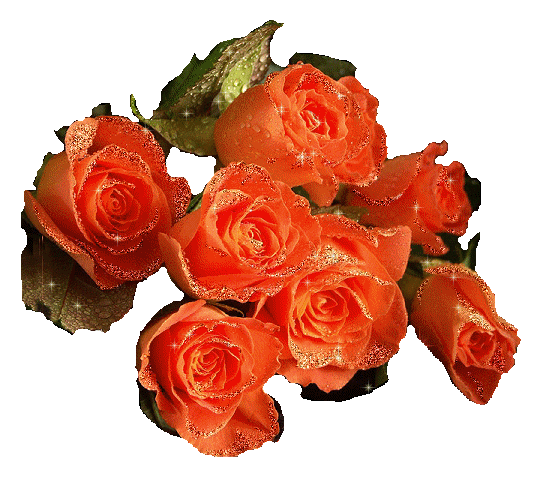 Букет оранжевых роз - цветы, gif, открытки