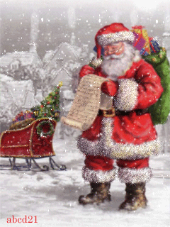 Открытка Санта с подарками