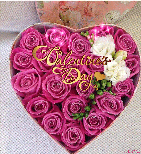 Валентинка сердце из роз - с днем Святого Валентина, gif, открытки