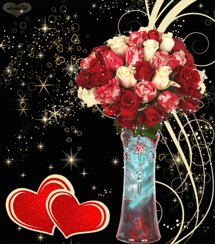 Красивые розы в день Валентина - с днем Святого Валентина, gif, открытки