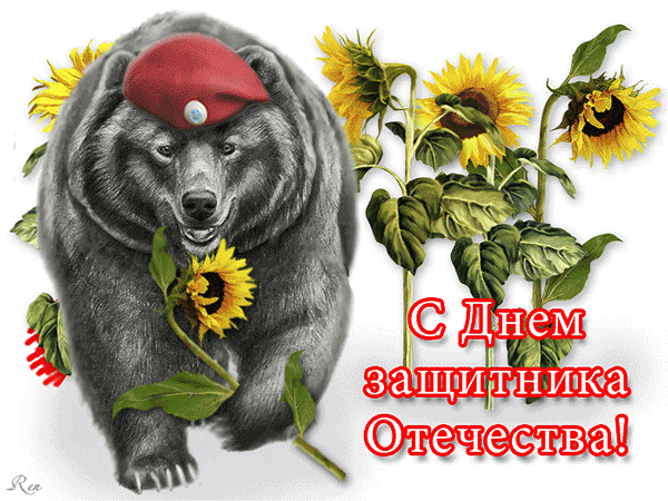 Русский медведь с 23 февраля - с 23 февраля, gif, открытки
