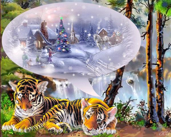Год тигра 2022 - с Новым годом Тигра, gif, открытки